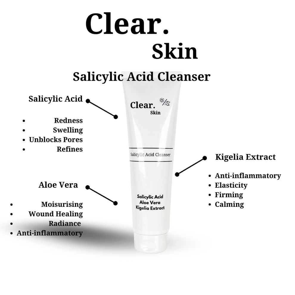 Clear. Skin Salicylic Acid Cleanser tube – plain white background product shot