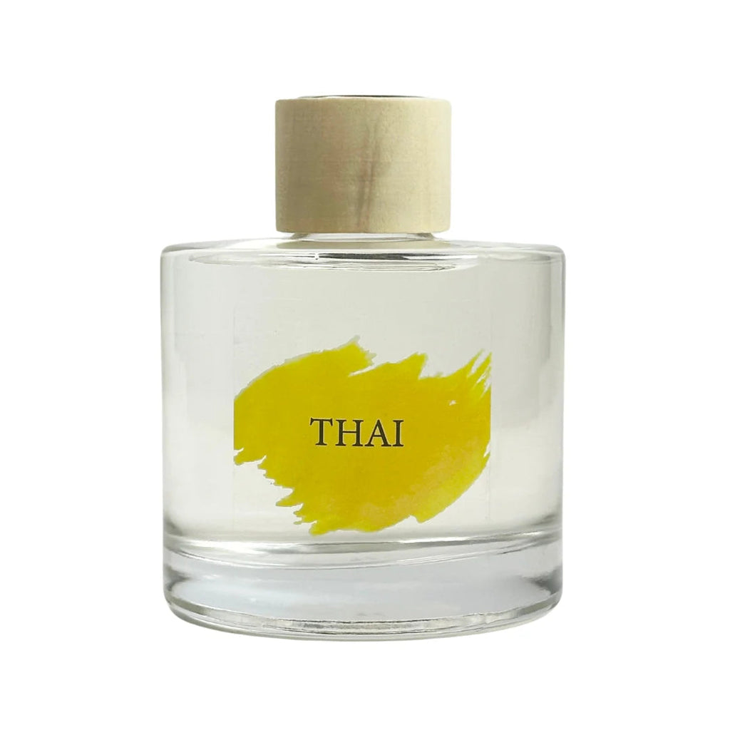 THAI Reed Diffuser 200ml glass bottle with yellow brush stroke label